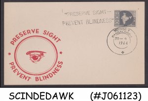 INDIA - 1964 POSTCARD WITH PRESERVE SIGHT - PREVENT BLINDNESS SLOGAN CANCL.