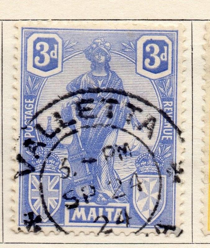 Malta 1922-23 Early Issue Fine Used 3d. 159302