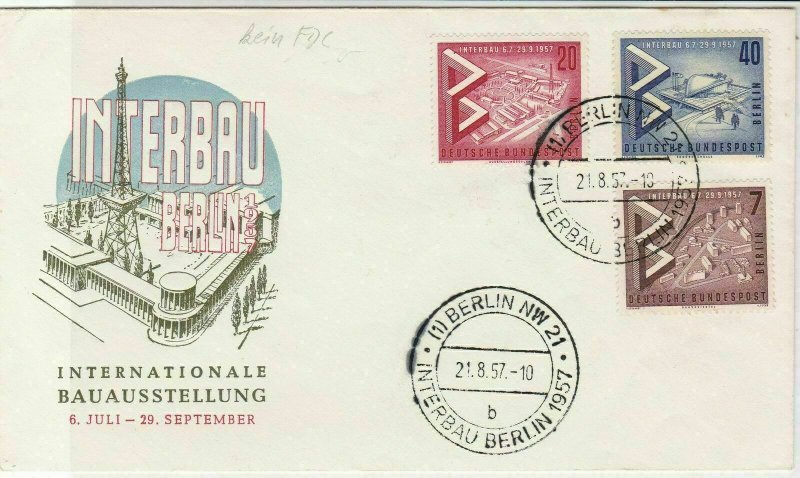 Berlin 1957 Berlin NW Cancels Building Construction Stamps Cover Ref 26101