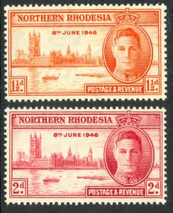 NORTHERN RHODESIA 1946 KGVI WW2 PEACE and VICTORY Set Scott No. 46-47 MNH