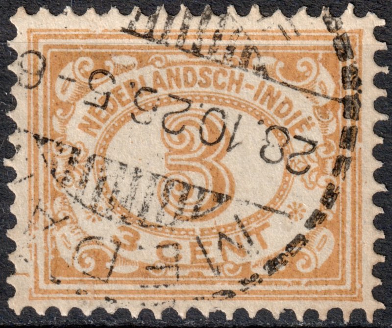 Netherlands Indies #107  Used - 3c yel Numeral (1912)