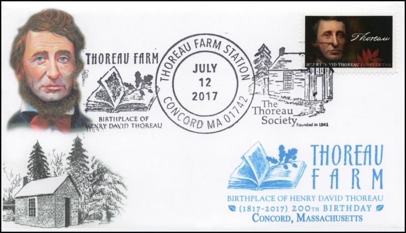 17-374, 2017, Thoreau Farm,Concord MA, Henry Thoreau, Pictorial, Event Cover,