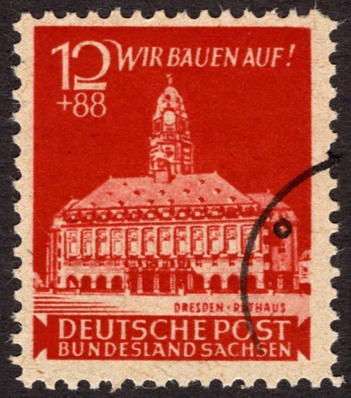 1946, Germany, East Saxony 12+88pf, Used CTO, Sc 15NB2