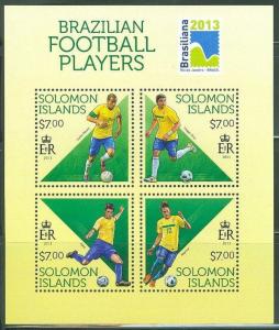 SOLOMON ISLANDS BRAZILIAN FOOTBALL SOCCER PLAYERS SHEET OF FOUR NEYMAR AS SHOWN