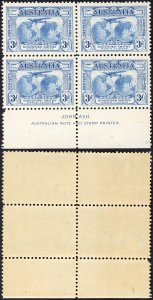 Australia SG122 3d 1931 Kingsford Smith Ash Block of 4 U/M