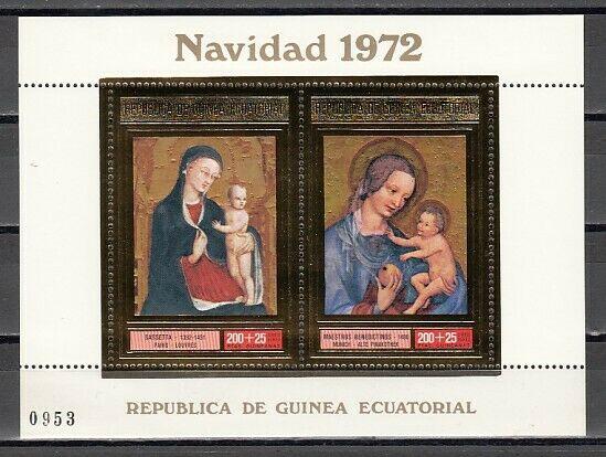 Equatorial Guinea, Mi cat. 188-189, BL50 A. Religious Christmas Art on a s/sheet