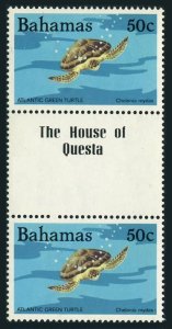 Bahamas 567 gutter pair,MNH.Michel 578. Atlantic green turtle.1984.