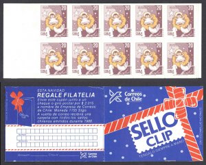 Chile Sc# 798a (w/D.S. No 20) MNH complete booklet 1988 Christmas