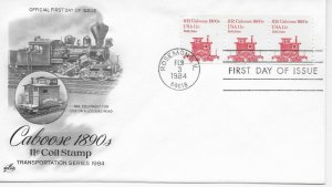 US Scott #1905, First Day Cover 2/3/84 Rosemont Plate #1 Coil Caboose