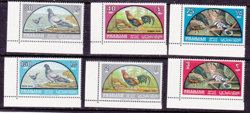 Sharjah # C28-33, Birds, Mint NH, 1/2 Cat.