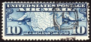 1926, US 10c, Map of United States, Used, Sc C7