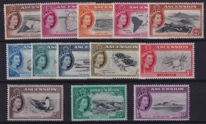 Ascension Sc #62-74 (1956) 1/2d to 10/- QEII Pictorial Set Mint VF LH