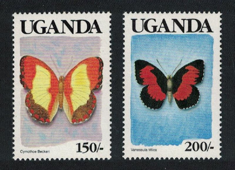 Uganda Butterflies 'UGANDA' in black 2v SG#754-755