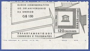 BRAZIL 1966 Sc 1027a MNH VF  UNESCO S/S issue