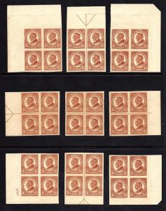 576 Mint,OG,NH... 9 Blocks of 4... SCV $120.00... Wow!!