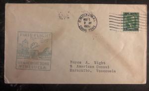 1930 Cristobal Canal Zone Panama First Flight Cover To FFC Maracaibo Venezuela