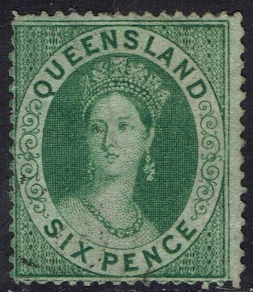 QUEENSLAND 1860 QV CHALON 6D WMK LARGE STAR USED