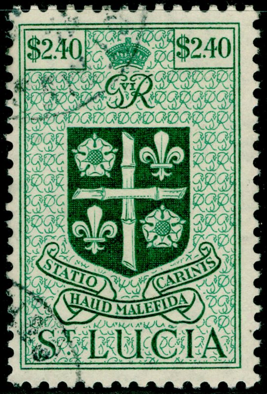 ST. LUCIA SG158, $2.40 blue-green, FINE USED. Cat £19.