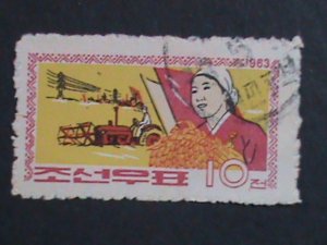 ​KOREA-1963 SC# 443  GRAIN AND FERMER- USED VERY OLD STAMP VERY FINE