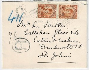 Newfoundland 1902 Whitbourne cancel on registered cover to St. John's