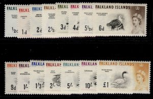 FALKLAND ISLANDS QEII SG193-207, 1960-66 QEII set, NH MINT. Cat £180.