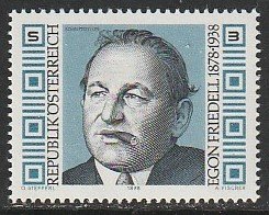 1978 Austria - Sc 1072 - MNH VF - 1 single - Egon Friedell, Writer & Historian