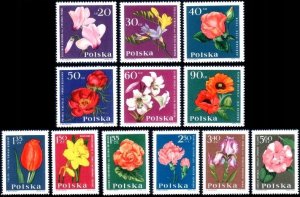 Poland 1964 MNH Stamps Scott 1279-1290 Garden Flowers