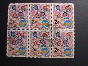 RYUKYU-1972 SC#222  YEAR OF THE LOVELY RAT USED BLOCK OF 6  -RARE-VERY FINE