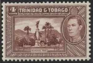 Trinidad & Tobago 53 (mh, very lightly creased) 4c Memorial Park, brn (1938)