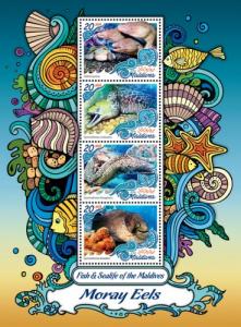 MALDIVES 2016 SHEET MORAY EELS MARINE LIFE mld161005a