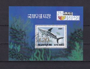 SA16e Korea 1993 Shark used minisheet