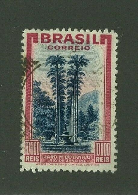 Brazil 1937 10,000r High Value, Scott 449 used, Value = $57.50