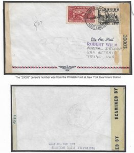 Laredo, Mexico to San Antonio, TX 1945 New York Philatelic Censor (C5242)
