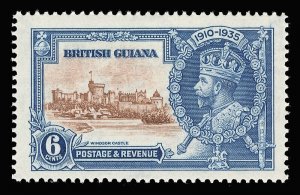 British Guiana 1935 KGV SJ 6c MLH DOT TO LEFT OF CHAPEL variety. SG 302g