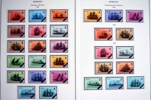 COLOR PRINTED BERMUDA 1865-1999 STAMP ALBUM PAGES (86 illustrated pages)