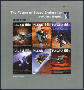 Palau  533 af, 534-537 sheets, MNH. Futuristic Space probes, 2000.