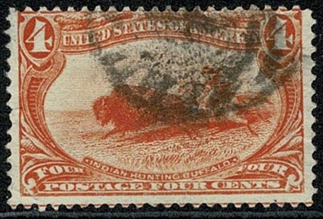 U.S.A. 1898 4c ORANGE VFU SG293 Wmk.w87 TRANS-MISSISSIPPI EXPOSITION, OMAHA VGC