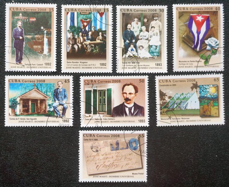 CUBA Sc# 4800-4807   JOSÉ MARTI revoloutionary SET of 8   2008 used / cancelled