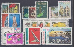 Turkish Northern Cyprus Sc 8-9, 23-25, 28-42 MNH. 1975-77; 8 complete sets, VF.