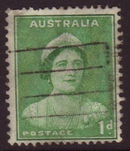 Australia 1938 Sc#180, SG#180 1d Green Queen KGVI Defin USED.