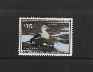 US Stamps: Waterfowl (Duck) Hunting Issues; #RW58; $15 1991 Issue, MNH