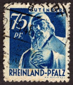 1947, Germany, French Occupation 75Pf, Used, Sc 6N13