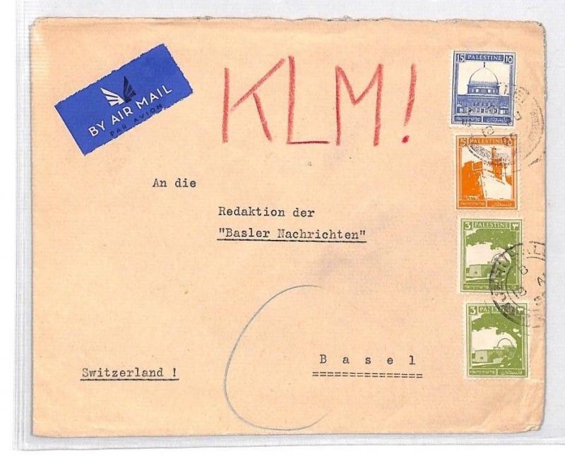 BU330 1936 Palestine Jerusalem KLM Airmail Cover PTS