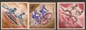 GUINEA SG439/41 1964 OLYMPIC GAMES O/PRINT IN RED MNH