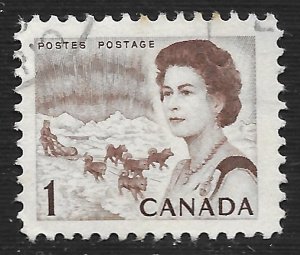 Canada #454 1c Queen Elizabeth II & Northern Lights & Dog Team