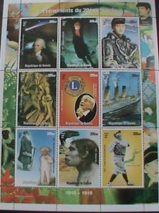 GUINEA STAMP: 1998 EVENTS IN TWENTY CENTURY-MNH STAMPS FULL SHEET  MOST DEMAND.