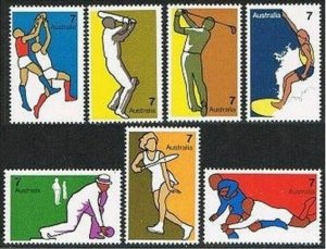 Australia 590-596, MNH. Sport 1974. Cricket, Golf, Surfing, Tennis, Bowls,Rugby.