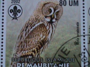 ​MAURITANIA-2003 BEAUTIFUL LOVELY OWLS WITH SCOUT LOCO-SHEET VF-FANCY CANCEL