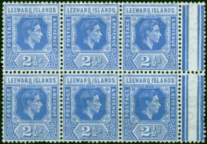 Leeward Islands 1942 2 1/2d Light Bright Blue SG105a V.F MNH Block of 6 (2)