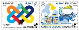 BEEPOST FINLAND - 2023 - Peace to Ukraine - Perf 2v Set - M N H - Private Issue
